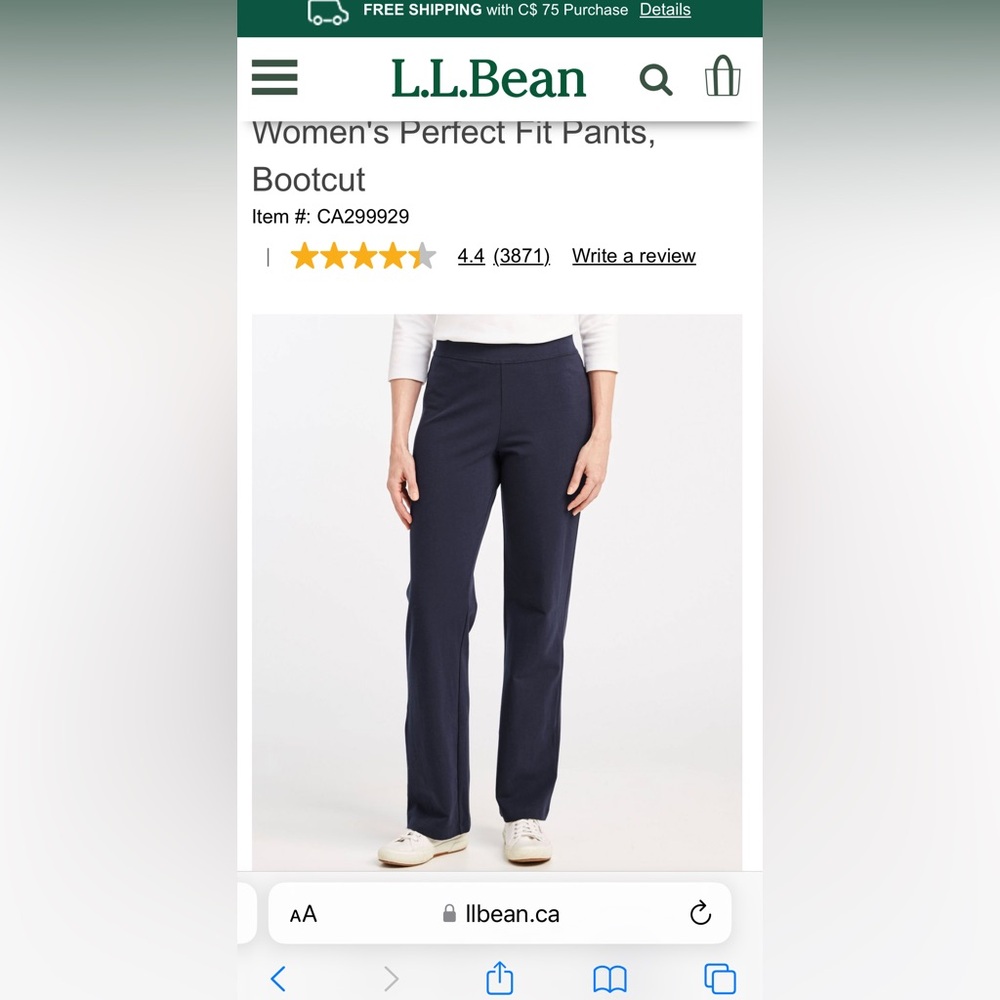 L.L. Bean Perfect Fit Bootcut Pants